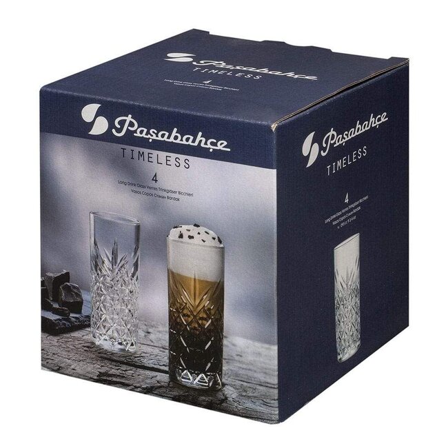 Pasabahce 4 Timeless Long Drinking Glasses | 295 ml