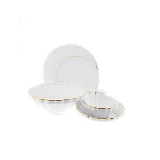 ALMINA 27 Flores Serviesset Wit-Goud | 6-persoons