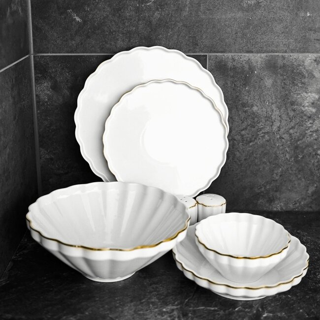 ALMINA 27 Flores Serviesset Wit-Goud | 6-persoons