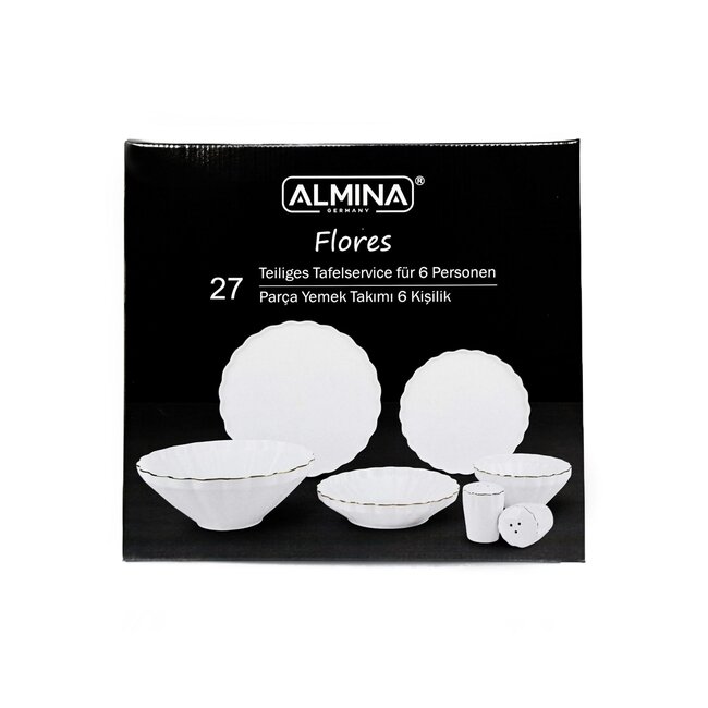 ALMINA 27 Flores Serviesset Wit-Goud | 6-persoons