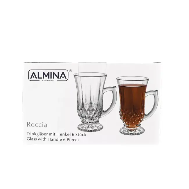 ALMINA 6 Amore Glazen Theeglazen | Transparant | 210 ml