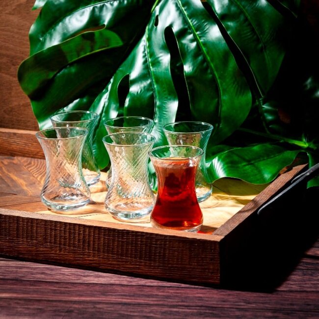 Pasabahce 6 Ince Belli Optikli Tea Glasses | 125ml