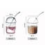 ALMINA Vivien Glass Tumbler with Lid & Straw | 500 ml