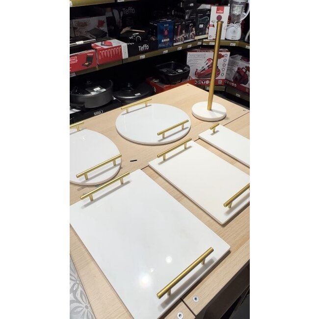 Almina 1 Marmer Rechthoek Dienblad Wit Goud | 35x12cm