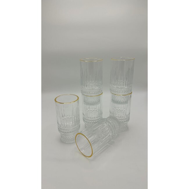Sunay 6 Elysia Long Drink Glasses Gold | 300ml