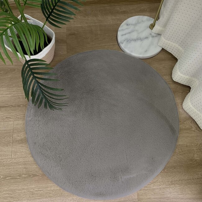 Fluffy Carpet Dark Grey Rond | 160x160
