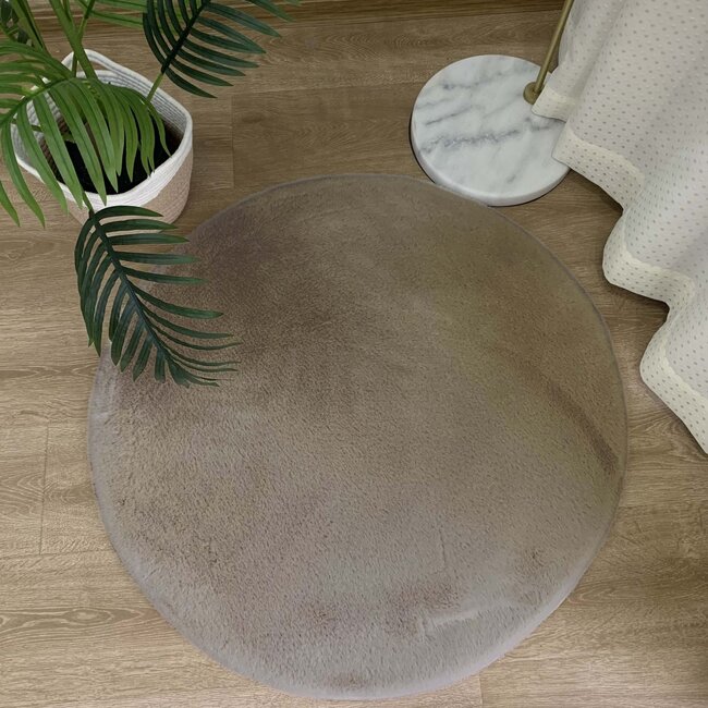 Fluffy Carpet Taupe Rond | 160x160