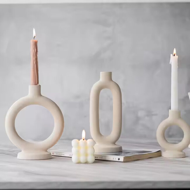 Favori Japandi Ceramic Candle Holder | 9x23 cm