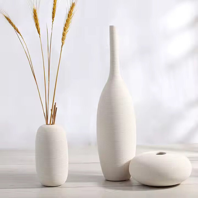 Favori Japandi Ceramic Vase | Round Cream | 8x15 cm
