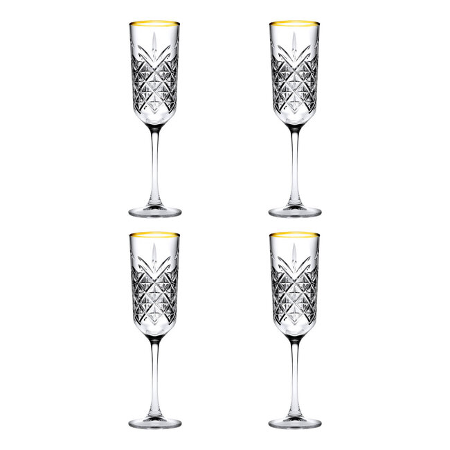 Pasabahce 4 Timeless Champagne Glasses Gold | 175 ml