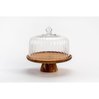 Acacia Taartplateau incl. Glas Deksel | 30cm