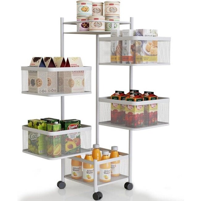 Keukentrolley 5-laags Rolwagen Vierkant | Wit