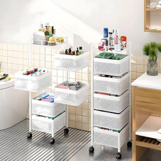 Keukentrolly 5-laags Rolwagen Vierkant | Wit
