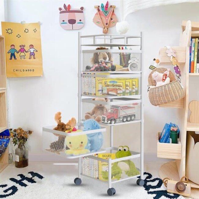 Keukentrolley 5-laags Rolwagen Vierkant | Wit