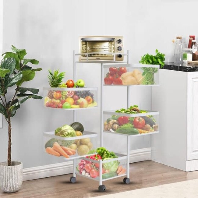 Keukentrolly 5-laags Rolwagen Vierkant | Wit