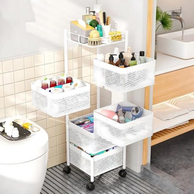 Keukentrolly 5-laags Rolwagen Vierkant | Wit