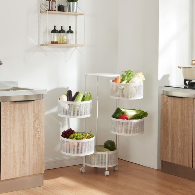 Keukentrolly 5-laags Rolwagen Rond | Wit
