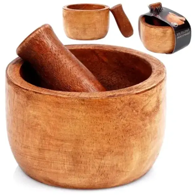 Vijzel en mortel Mangohout | 10CM