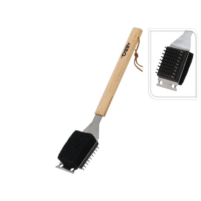 BBQ Grill Brush | Stainless Steel Bristles & Wooden Handle | 40 cm