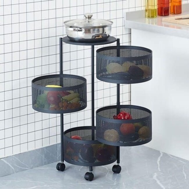 Bavary 4-Tier Kitchen Trolley | Round Storage Cart