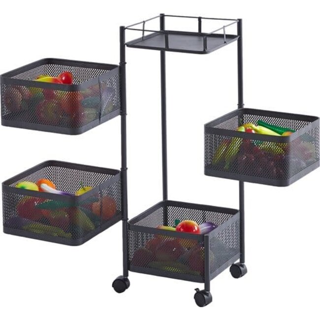 Bavary 4-Tier Kitchen Trolley | Square Storage Cart