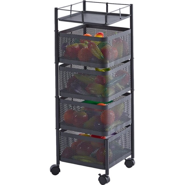 Bavary 4-Tier Kitchen Trolley | Square Storage Cart