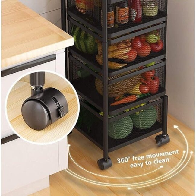 Bavary 4-Tier Kitchen Trolley | Square Storage Cart