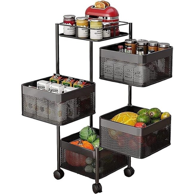 Bavary 4-Tier Kitchen Trolley | Square Storage Cart