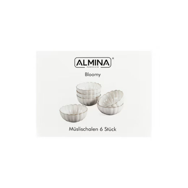 ALMINA Bloomy 6-Piece Muesli Bowl Set | 11.5 x 5 cm