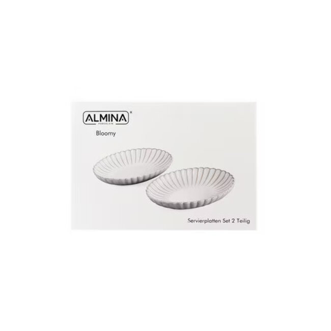 Almina Bloomy Oval Serving Dishes | Set of 2 | 22.5 x 16 cm