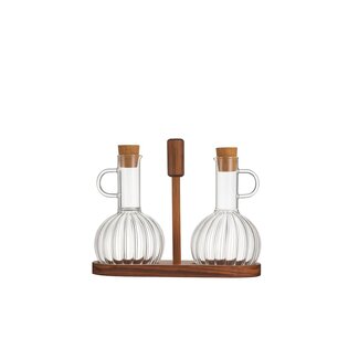 Almina Luana Con Due Olieflessen met Acacia Houder | 2x350ml