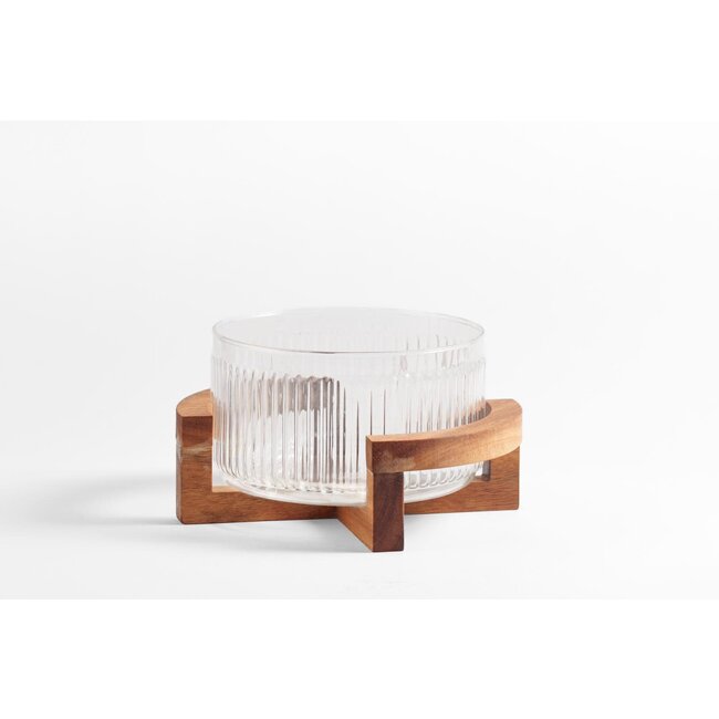 Bavary Acacia Ribbed Glass Bowl | 22.2cm