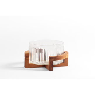 Bavary Acacia Ribbed Glass Bowl | 22.2cm