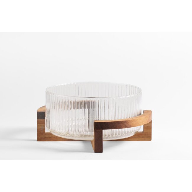 Bavary Acacia Geribbelde Glazen Kom | 24.5cm