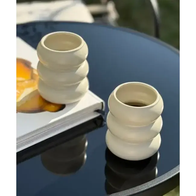ZOHA 2 Wave Ceramic Mugs | Beige | 400ml