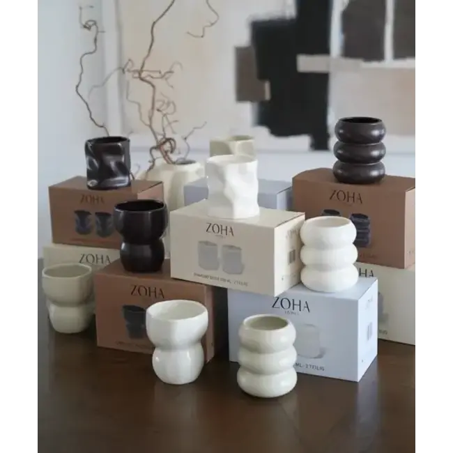 ZOHA 2 Wave Ceramic Mugs | Beige | 400ml