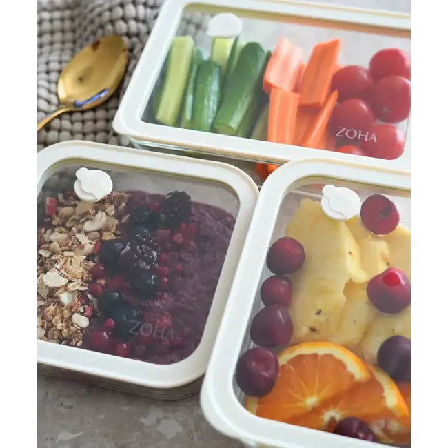 ZOHA Glazen Vershouddoos Vierkant Beige | 600ml