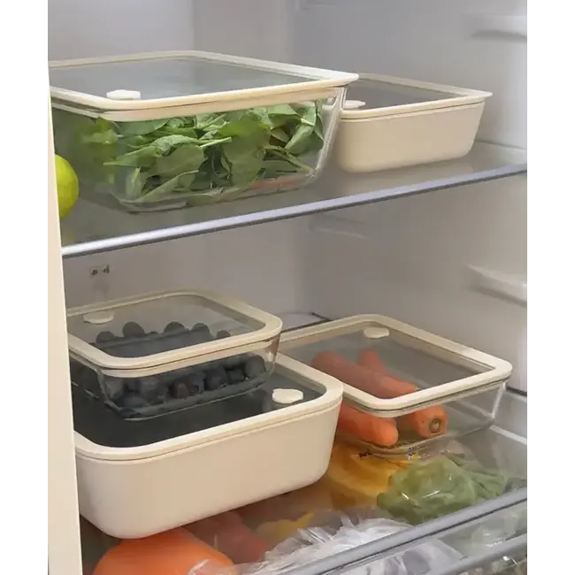 ZOHA Glazen Vershouddoos Vierkant Beige | 600ml