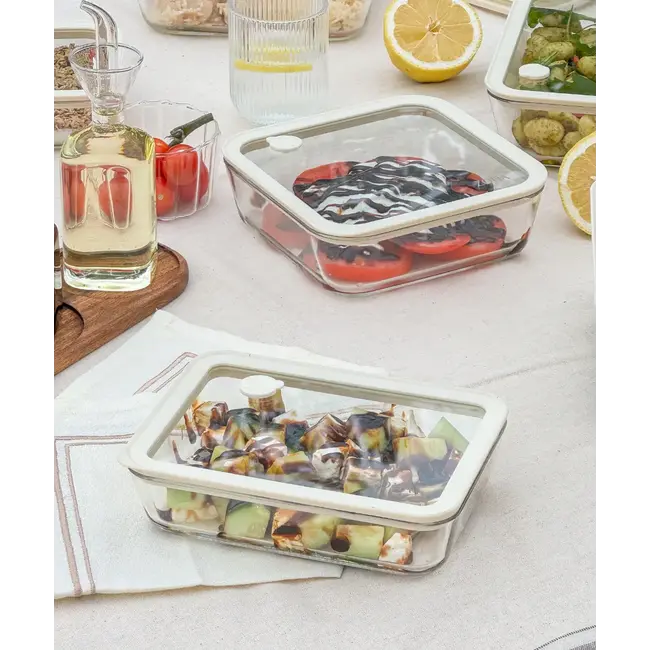 ZOHA Glass Food Container Rectangular Beige | 820ml