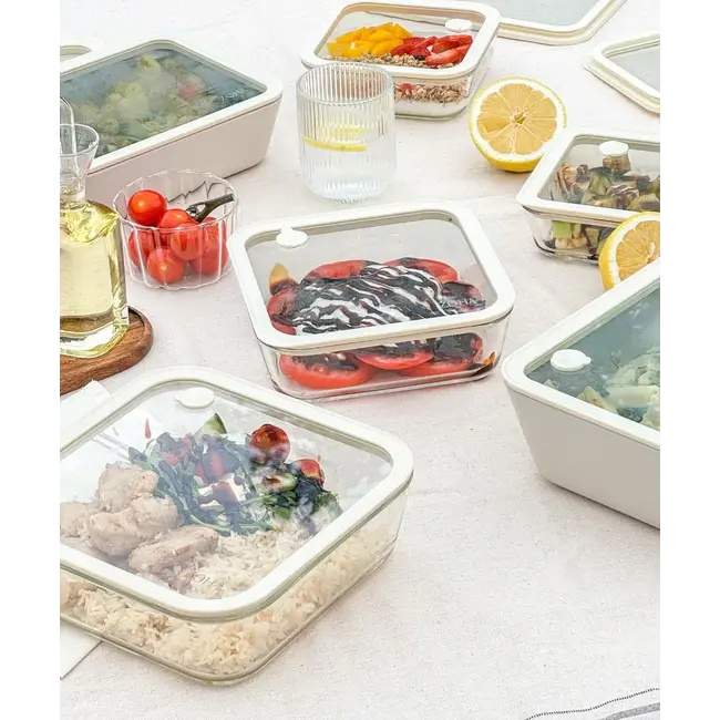 ZOHA Glass Food Container Rectangular Beige | 820ml
