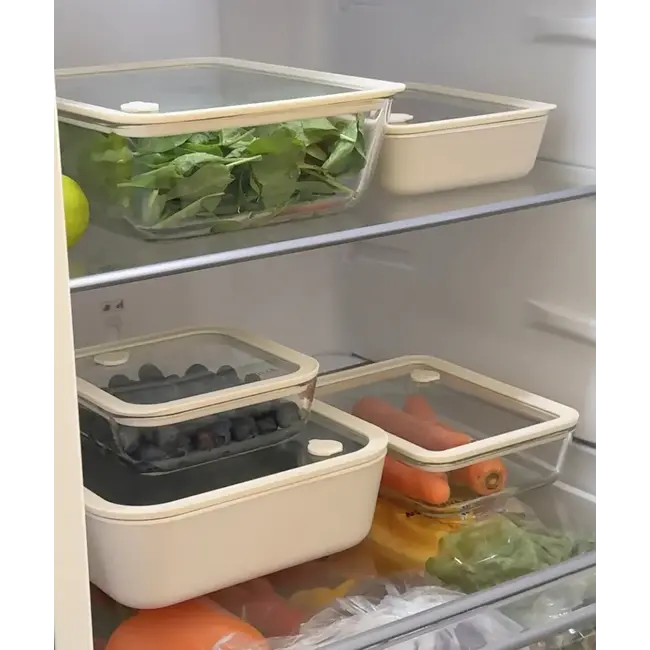 ZOHA Glass Food Container Rectangular Beige | 820ml