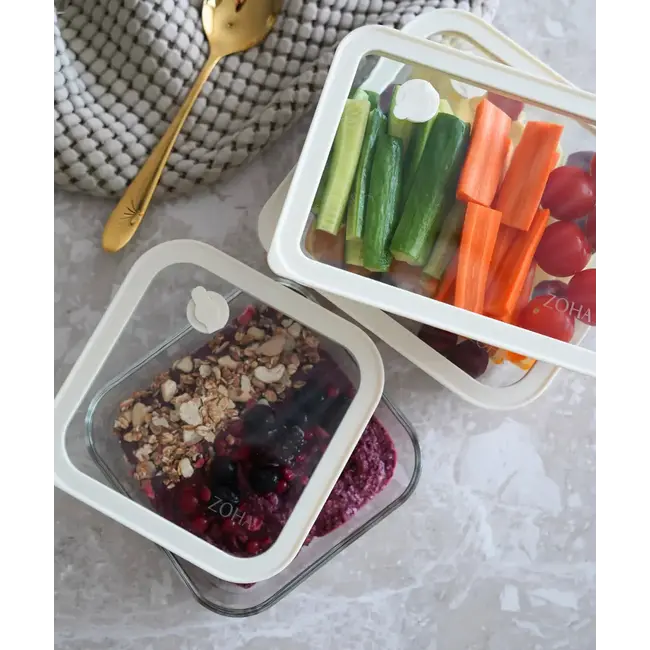 ZOHA Glass Food Container Rectangular Beige | 820ml