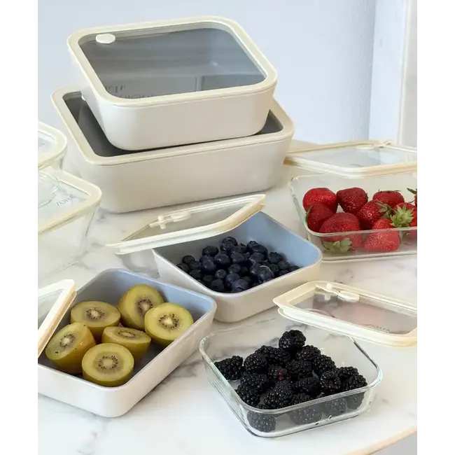 ZOHA Food Container Square Beige Ceramic Look | 1940ml