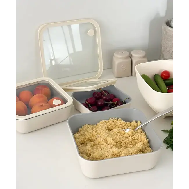 ZOHA Food Container Square Beige Ceramic Look | 1940ml