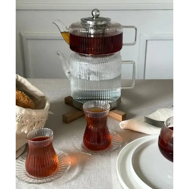 ZOHA 1 Stripe Glazen Theepot XL | 3L