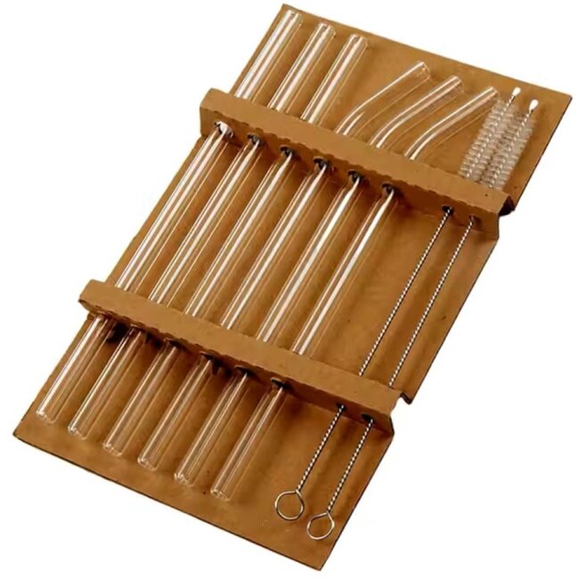 Almina 6 Glazen Rietjes Incl. 1 Reinigingsborstel