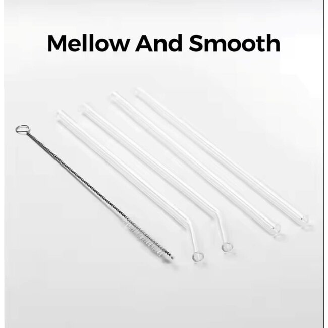 Almina 6 Glass Straws Includes 1 Cleaning Brush