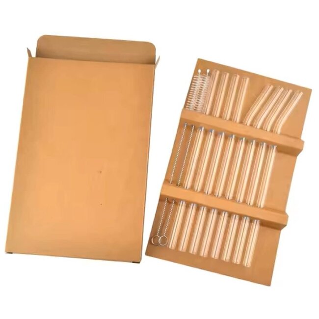 Almina 6 Glass Straws Includes 1 Cleaning Brush