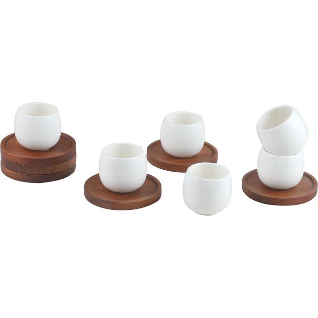 Bavary 6 Egg Espresso Cups Acacia Coaster | 100ml