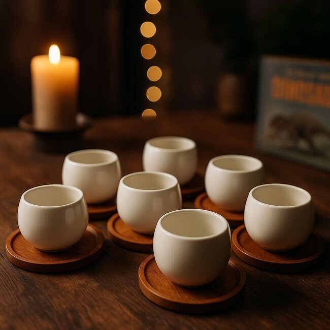 Bavary 6 Egg Espresso Cups Acacia Coaster | 100ml
